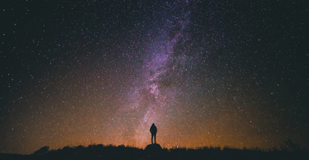 Night Sky with lone figure in center, from Tony Grove Lake, United States